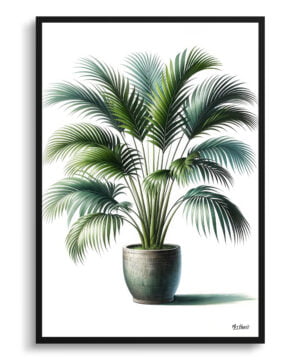 Areca Palms (Dypsis Lutescens) Watercolour Style Art Print - Illustration Painting Framed Plant Wall Art