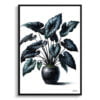 Black Velvet Alocasia (Alocasia Reginula) Watercolour Style Art Print - Illustration Painting Framed Plant Wall Art 1 watercolour realist home plants black velvet alocasiaalocasia reginula front view