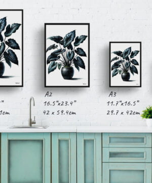 Black Velvet Alocasia (Alocasia Reginula) Watercolour Style Art Print - Illustration Painting Framed Plant Wall Art 17 Black Velvet Alocasia (Alocasia Reginula) Watercolour Style Art Print - Illustration Painting Framed Plant Wall Art - Image 4