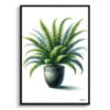Boston Fern (Nephrolepis Exaltata) Watercolour Style Art Print - Illustration Painting Framed Plant Wall Art 2 watercolour realist home plants boston fernnephrolepis exaltata front view