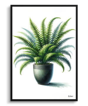 Boston Fern (Nephrolepis Exaltata) Watercolour Style Art Print - Illustration Painting Framed Plant Wall Art