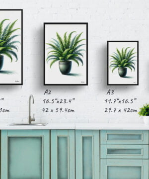 Boston Fern (Nephrolepis Exaltata) Watercolour Style Art Print - Illustration Painting Framed Plant Wall Art 17 Boston Fern (Nephrolepis Exaltata) Watercolour Style Art Print - Illustration Painting Framed Plant Wall Art - Image 4