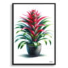 Bromeliads (Bromeliaceae) Watercolour Style Art Print - Illustration Painting Framed Plant Wall Art 2 watercolour realist home plants bromeliadsbromeliaceae front view