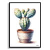 Bunny Ears Cactus (Opuntia microdasys) Watercolour Style Art Print - Illustration Painting Framed Plant Wall Art 1 watercolour realist home plants bunny ears cactusopuntia microdasys front view