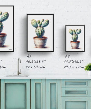 Bunny Ears Cactus (Opuntia microdasys) Watercolour Style Art Print - Illustration Painting Framed Plant Wall Art 17 Bunny Ears Cactus (Opuntia microdasys) Watercolour Style Art Print - Illustration Painting Framed Plant Wall Art - Image 4
