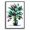 Chinese Evergreen (Aglaonema Commutatum) Watercolour Style Art Print - Illustration Painting Framed Plant Wall Art 1 watercolour realist home plants chinese evergreenaglaonema commutatum front view