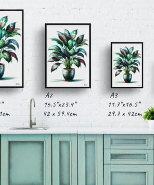 Chinese Evergreen (Aglaonema Commutatum) Watercolour Style Art Print - Illustration Painting Framed Plant Wall Art 17 Chinese Evergreen (Aglaonema Commutatum) Watercolour Style Art Print - Illustration Painting Framed Plant Wall Art - Image 4