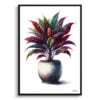 Croton (Codiaeum Variegatum) Watercolour Style Art Print - Illustration Painting Framed Plant Wall Art 2 watercolour realist home plants crotoncodiaeum variegatum front view
