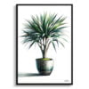 Dragon Tree (Dracaena Marginata) Watercolour Style Art Print - Illustration Painting Framed Plant Wall Art 2 watercolour realist home plants dragon treedracaena marginata front view