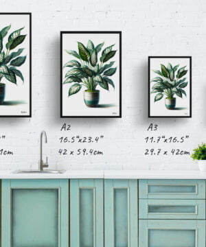 Dumb Cane Plant (Dieffenbachia) Watercolour Style Art Print - Illustration Painting Framed Plant Wall Art 17 Dumb Cane Plant (Dieffenbachia) Watercolour Style Art Print - Illustration Painting Framed Plant Wall Art - Image 4