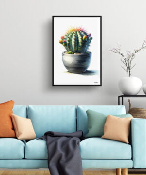 Dwarf Turks Cap Cactus (Melocactus matanzanus) Watercolour Style Art Print - Illustration Painting Framed Plant Wall Art 15 Dwarf Turks Cap Cactus (Melocactus matanzanus) Watercolour Style Art Print - Illustration Painting Framed Plant Wall Art - Image 2