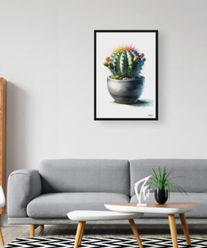 Dwarf Turks Cap Cactus (Melocactus matanzanus) Watercolour Style Art Print - Illustration Painting Framed Plant Wall Art 16 Dwarf Turks Cap Cactus (Melocactus matanzanus) Watercolour Style Art Print - Illustration Painting Framed Plant Wall Art - Image 3