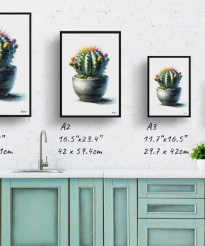 Dwarf Turks Cap Cactus (Melocactus matanzanus) Watercolour Style Art Print - Illustration Painting Framed Plant Wall Art 17 Dwarf Turks Cap Cactus (Melocactus matanzanus) Watercolour Style Art Print - Illustration Painting Framed Plant Wall Art - Image 4