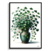 English Ivy (Hedera helix) Watercolour Style Art Print - Illustration Painting Framed Plant Wall Art 1 watercolour realist home plants english ivyhedera helix front view