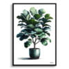 Fiddle Leaf Fig (Ficus Lyrata) Watercolour Style Art Print - Illustration Painting Framed Plant Wall Art 1 watercolour realist home plants fiddle leaf figficus lyrata front view