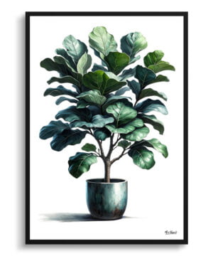 Fiddle Leaf Fig (Ficus Lyrata) Watercolour Style Art Print - Illustration Painting Framed Plant Wall Art