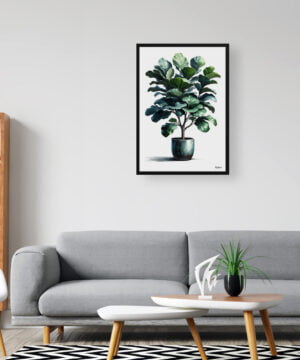 Fiddle Leaf Fig (Ficus Lyrata) Watercolour Style Art Print - Illustration Painting Framed Plant Wall Art 16 Fiddle Leaf Fig (Ficus Lyrata) Watercolour Style Art Print - Illustration Painting Framed Plant Wall Art - Image 3