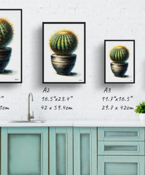 Golden Barrel Cactus (Echinocactus grusonii) Watercolour Style Art Print - Illustration Painting Framed Plant Wall Art 17 Golden Barrel Cactus (Echinocactus grusonii) Watercolour Style Art Print - Illustration Painting Framed Plant Wall Art - Image 4