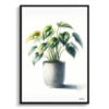 Golden Pothos (Epipremnum aureum) Watercolour Style Art Print - Illustration Painting Framed Plant Wall Art 2 watercolour realist home plants golden pothosepipremnum aureum front view