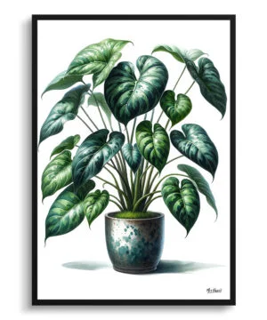 Heartleaf Philodendron (Philodendron Hederaceum)  Watercolour Style Art Print - Illustration Painting Framed Plant Wall Art