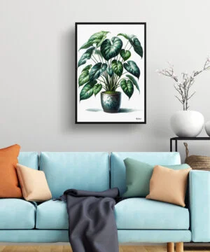 Heartleaf Philodendron (Philodendron Hederaceum) Watercolour Style Art Print - Illustration Painting Framed Plant Wall Art 15 Heartleaf Philodendron (Philodendron Hederaceum) Watercolour Style Art Print - Illustration Painting Framed Plant Wall Art - Image 2