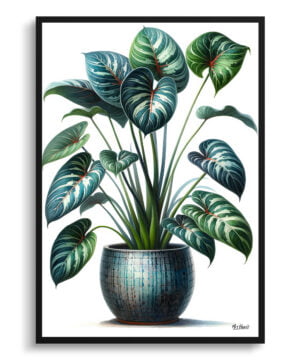 Homalomena army Watercolour Style Art Print - Illustration Painting Framed Plant Wall Art