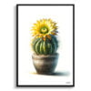 Indian head cactus (Parodia cactus) Watercolour Style Art Print - Illustration Painting Framed Plant Wall Art 1 watercolour realist home plants indian head cactusparodia cactus front view