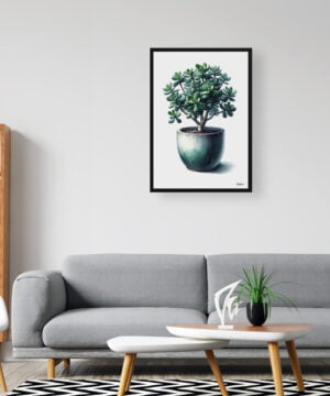 Jade Plant (Crassula Ovata) Watercolour Style Art Print - Illustration Painting Framed Plant Wall Art 16 Jade Plant (Crassula Ovata) Watercolour Style Art Print - Illustration Painting Framed Plant Wall Art - Image 3