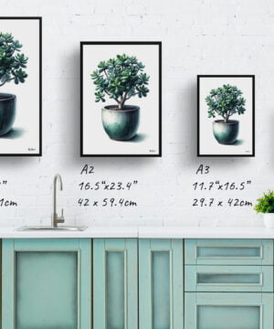Jade Plant (Crassula Ovata) Watercolour Style Art Print - Illustration Painting Framed Plant Wall Art 17 Jade Plant (Crassula Ovata) Watercolour Style Art Print - Illustration Painting Framed Plant Wall Art - Image 4