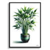 Lucky Bamboo (Dracaena Sanderiana) Watercolour Style Art Print - Illustration Painting Framed Plant Wall Art 2 watercolour realist home plants lucky bamboodracaena sanderiana front view