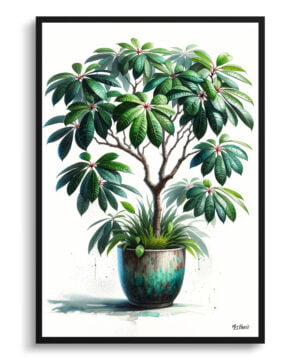 Money Tree (Guiana Chestnut) Watercolour Style Art Print - Illustration Painting Framed Plant Wall Art