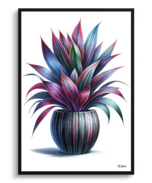 Oyster Plant (Tradescantia Spathacea) Watercolour Style Art Print - Illustration Painting Framed Plant Wall Art