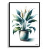Peace Lily (Spathiphyllum wallisii) Watercolour Style Art Print - Illustration Painting Framed Plant Wall Art 1 watercolour realist home plants peace lilyspathiphyllum wallisii front view