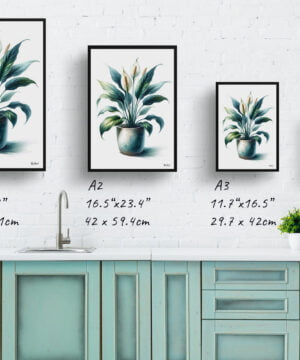 Peace Lily (Spathiphyllum wallisii) Watercolour Style Art Print - Illustration Painting Framed Plant Wall Art 17 Peace Lily (Spathiphyllum wallisii) Watercolour Style Art Print - Illustration Painting Framed Plant Wall Art - Image 4