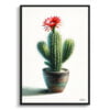 Peanut Cactus (Echinopsis chamaecereus) Watercolour Style Art Print - Illustration Painting Framed Plant Wall Art 2 watercolour realist home plants peanut cactusechinopsis chamaecereus front view
