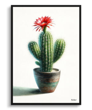 Peanut Cactus (Echinopsis chamaecereus) Watercolour Style Art Print - Illustration Painting Framed Plant Wall Art