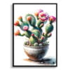 Prickly Pear Cactus (Opuntia) Watercolour Style Art Print - Illustration Painting Framed Plant Wall Art