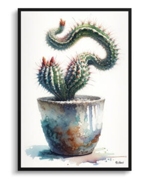 Rat Tail Cactus (Aporocactus flagelliformis) Watercolour Style Art Print - Illustration Painting Framed Plant Wall Art