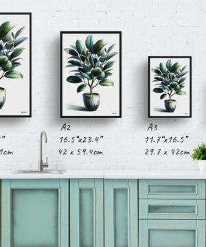 Rubber Plant (Ficus Elastica) Watercolour Style Art Print - Illustration Painting Framed Plant Wall Art 17 Rubber Plant (Ficus Elastica) Watercolour Style Art Print - Illustration Painting Framed Plant Wall Art - Image 4