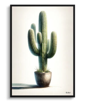 Saguaro Cactus (Carnegiea gigantea) Watercolour Style Art Print - Illustration Painting Framed Plant Wall Art