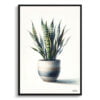 Snake Plant (Dracaena trifasciata) Watercolour Style Art Print - Illustration Painting Framed Plant Wall Art