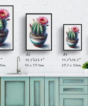 Strawberry cactus (Echinocereus stramineus) Watercolour Style Art Print - Illustration Painting Framed Plant Wall Art 17 Strawberry cactus (Echinocereus stramineus) Watercolour Style Art Print - Illustration Painting Framed Plant Wall Art - Image 4
