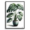 Swiss cheese plant (Monstera deliciosa) Watercolour Style Art Print - Illustration Painting Framed Plant Wall Art 1 watercolour realist home plants swiss cheese plantmonstera deliciosa front view
