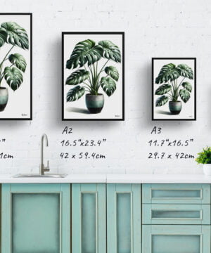 Swiss cheese plant (Monstera deliciosa) Watercolour Style Art Print - Illustration Painting Framed Plant Wall Art 17 Swiss cheese plant (Monstera deliciosa) Watercolour Style Art Print - Illustration Painting Framed Plant Wall Art - Image 4