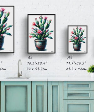 Thanksgiving Cactus (Schlumbergera truncata) Watercolour Style Art Print - Illustration Painting Framed Plant Wall Art 17 Thanksgiving Cactus (Schlumbergera truncata) Watercolour Style Art Print - Illustration Painting Framed Plant Wall Art - Image 4