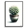 Thimble Cactus (Mammillaria gracilis fragilis) Watercolour Style Art Print - Illustration Painting Framed Plant Wall Art 2 watercolour realist home plants thimble cactusmammillaria gracilis fragilis front view
