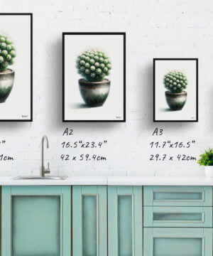 Thimble Cactus (Mammillaria gracilis fragilis) Watercolour Style Art Print - Illustration Painting Framed Plant Wall Art 17 Thimble Cactus (Mammillaria gracilis fragilis) Watercolour Style Art Print - Illustration Painting Framed Plant Wall Art - Image 4