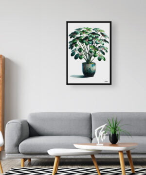Umbrella Plant (Schefflera Actinophylla) Watercolour Style Art Print - Illustration Painting Framed Plant Wall Art 16 Umbrella Plant (Schefflera Actinophylla) Watercolour Style Art Print - Illustration Painting Framed Plant Wall Art - Image 3