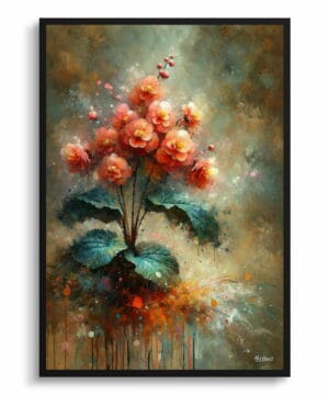 Begonia Inferno (Begonia) Oil Painting Style Art Print - Whimsical Painting Framed Plant Wall Art 18 Begonia Inferno (Begonia) Oil Painting Style Art Print - Whimsical Painting Framed Plant Wall Art - Image 5
