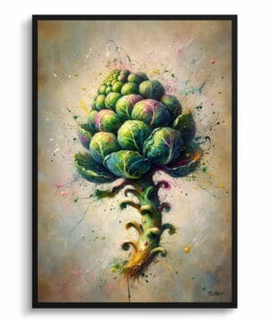 Brassica Oleracea (Brussel Sprouts) Oil Painting Style Art Print - Whimsical Painting Framed Plant Wall Art 18 Brassica Oleracea (Brussel Sprouts) Oil Painting Style Art Print - Whimsical Painting Framed Plant Wall Art - Image 5